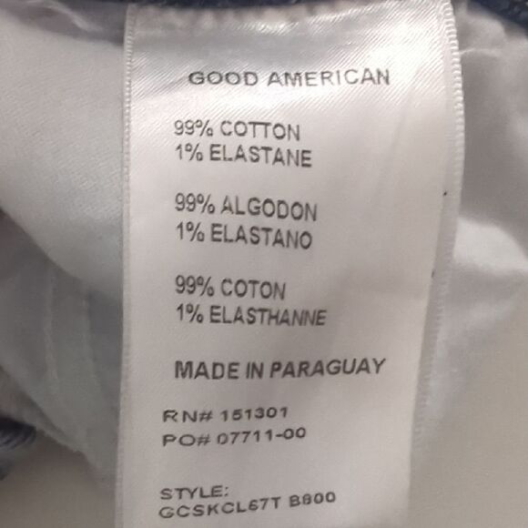 Good American Blue Ankle Cropped Distressed Jeans - Picture 7 of 7